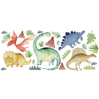 PVC Wall Stickers, for Home Living Room Bedroom Decoration, Dinosaur, Colorful, 34x83cm