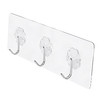Self-adhesive Acrylic Wall Hook Hangers, Clear, 59x185x19mm
