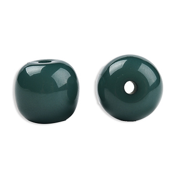 Opaque Resin Beads, Barrel, Teal, 12x11mm, Hole: 1.6~1.8mm