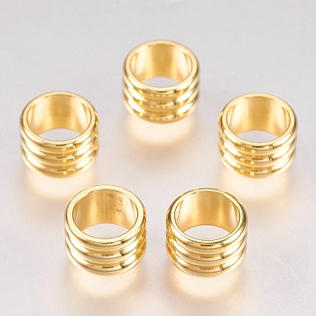 201 Stainless Steel Beads, Column, Real 18k Gold Plated, 8x5mm, Hole: 6mm