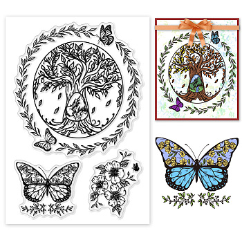 Custom PVC Plastic Clear Stamps, for DIY Scrapbooking, Photo Album Decorative, Cards Making, Tree of Life, 160x110mm