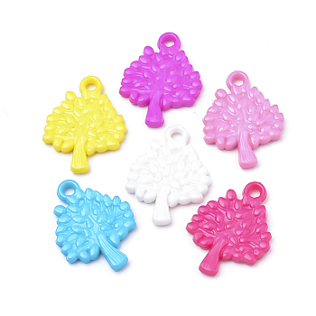 Opaque Acrylic Pendants, Tree, Mixed Color, 30x22.5x3mm, Hole: 3mm, about 430pcs/500g