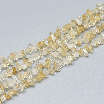 Natural Citrine Beads Strands, Chip, Dyed & Heated, 3~11x3~5x1~4mm, Hole: 1mm, about 380~400pcs/strand, 33 inch