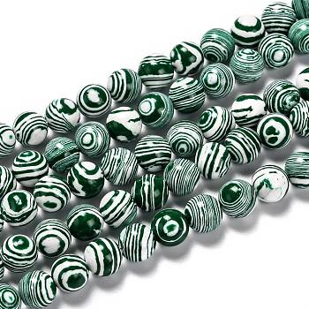 Synthetic Malachite Beads Strands, Dyed, Round, Green, 6mm, Hole: 0.5mm, about 63pcs/strand,  14.96 inch(38cm)