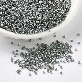 MIYUKI Delica Beads, Cylinder, Japanese Seed Beads, 11/0, (DB0168) Opaque Gray AB, 1.3x1.6mm, Hole: 0.8mm, about 2000pcs/10g