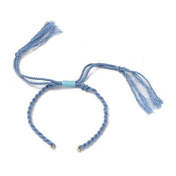 Braided Cotton Cord Bracelet Making, with Golden Tone Brass Jump Rings, Cornflower Blue, 6-3/4~10-3/8 inch(17~26.5cm)