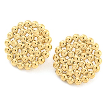 304 Stainless Steel Stud Earring for Women, Flat Round, Real 14K Gold Plated, 21mm