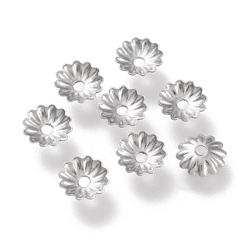 304 Stainless Steel Bead Caps, Multi-Petal, Flower, Stainless Steel Color, 5.5x5.5x1.2mm, Hole: 1.2mm