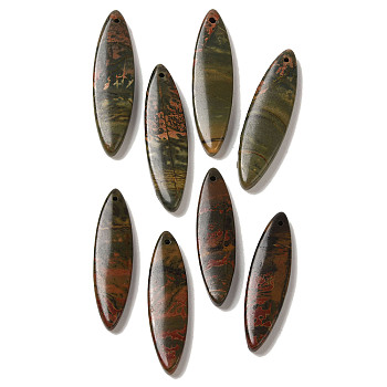 Natural Picasso Jasper Pendants, Horse Eye Charms, 39.5~40x10~10.5x4mm, Hole: 1.2mm