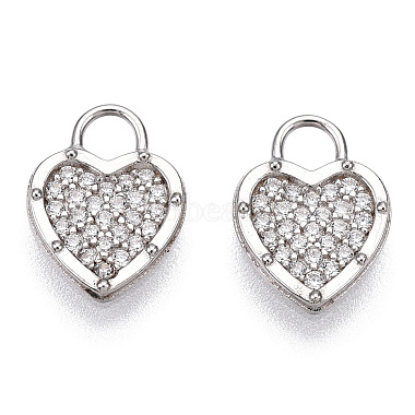 Rhodium Plated 925 Sterling Silver Micro Pave Cubic Zirconia Charms(STER-T004-66P)-2