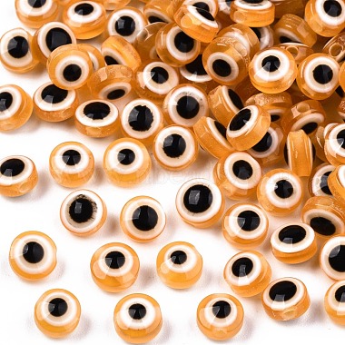 Orange Evil Eye Resin Beads
