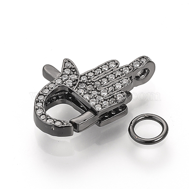 Brass Micro Pave Cubic Zirconia Lobster Claw Clasps(ZIRC-S058-14B)-2