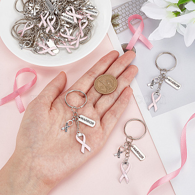 Schlüsselanhänger mit rosafarbenem Brustkrebs-Bewusstseinsband aus legiertem Emaille-Anhänger(KEYC-AB00001)-3