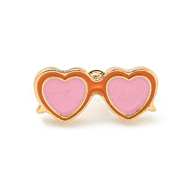 Pearl Pink Glasses Alloy+Enamel Brooch