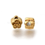 304 Stainless Steel Spacer Beads, Ion Plating(IP), Real 18K Gold Plated, Flower, 6x6x5.5mm, Hole: 1.8mm(STAS-L315-077G-03)