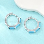 Brass Micro Pave Cubic Zirconia Hoop Earrings, Lead Free & Cadmium Free, Rack Plating, Long-Lasting Plated, Real 18K Gold Plated, 16x2.5mm(KK-CBA8324-12G-01)