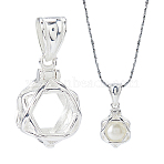 925 Sterling Silver Empty Bead Cage Pendants, Star Of David Cage Charms, with 925 Stamp, Silver, 16x10x8mm, Hole: 5x3mm, Inner Diameter: 9x8mm(STER-WH0005-61)