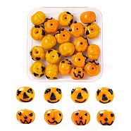 20Pcs 2 Style Autumn Theme Handmade Lampwork Beads, Cartoon Pumpkin, Dark Orange, 10pcs/style(LAMP-LS0001-02)