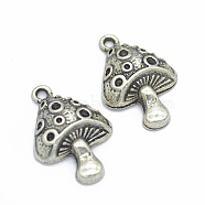 Tibetan Style Alloy Pendants, for Jewerly Making, Mushroom, Antique Silver, 26x18mm, Hole: 2mm(BOTT-PW0001-056AS)