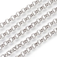 304 Stainless Steel Rolo Chains, Belcher Chain, Unwelded, Stainless Steel Color, 5mm(CHS-L017-18F)