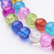 16 inch Mixed Color Round Crackle Glass Strands, 6mm, about 66pcs/strand, hole: about 1mm(X-GGM002)