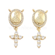 Brass Pave Cubic Zirconia Pendants, Golden, Triangle, 28x11x4mm, Hole: 1mm(KK-U009-09G-G)