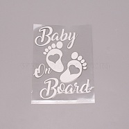 Waterproof PET Refective Sticker, for Car Window Decoration, Baby Footprints & Word Baby On Board, White, 15x11.5cm(DIY-WH0273-39B)