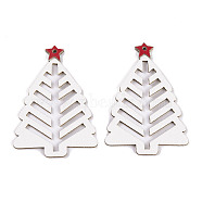 PU Leather Pendants, Christmas Tree, White, 54x38x1mm, Hole: 2mm(FIND-H003-03A)