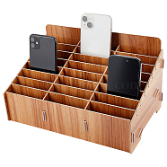 24-Grid Wooden Cell Phone Storage Box, Mobile Phone Holder, Desktop Organizer Storage Box for Classroom Office, BurlyWood, Finished Product: 320x200x180mm(CON-WH0094-05A)