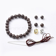 Stretch Bracelets, with Natural Snowflake Obsidian Beads, Buddha Head Alloy Beads and Elastic Fibre Wire, 2 inch(5cm)(BJEW-JB04765-10)