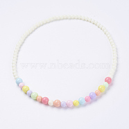 Solid Chunky Bubblegum Acrylic Ball Bead Kids Necklaces, Creamy White, 18.1 inch(46cm)(NJEW-JN02091-03)