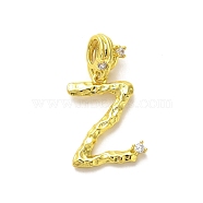 Rack Plating Brass Micro Pave Cubic Zirconia European Dangle Charms, Large Hole Letter Pendant, Real 18K Gold Plated, Long-Lasting Plated, Cadmium Free & Lead Free, Letter Z, 25.5mm, Charm: 17.5x13x2mm, Hole: 4x2.5mm(KK-L210-015G-Z)