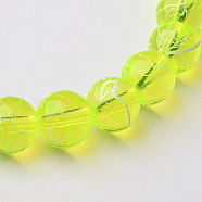 Drawbench Transparent Glass Round Beads Strands, Spray Painted, Green Yellow, 8mm, Hole: 1.3~1.6mm, about 100pcs/strand, 31.4 inch(X-GLAD-Q012-8mm-07)