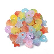 50Pcs 10 Styles Resin Cabochons, Imitation Candy, Two Tone, Gradient Color, Mixed Color, 15~17x15~18x6mm, 5pcs/style(CRES-YW0001-26)