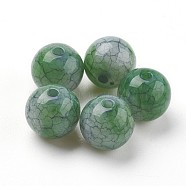 Crackle Acrylic Beads, Imitation Jade Beads, Round, Medium Sea Green, 7~8mm, Hole: 1.8mm, about 1900pcs/500g(MACR-E025-20A-8mm)