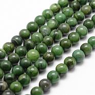 Natural African Jade Beads Strands, Round, Grade A, Green, 8mm, Hole: 1mm, about 44pcs/strand, 15.3 inch(G-D840-53-8mm-A)
