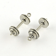 Tibetan Style Alloy Pendants, Sports Charms, Dumbbell, Cadmium Free & Lead Free, Antique Silver, 34x12mm, Hole: 2mm, about 167pcs/1000g(TIBE-Q051-05AS-LF)