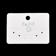 Paper Earring Display Cards, Smiling Face Print Jewelry Display Cards for Earring Studs, White, Rectangle, 5x7x0.05cm, Hole: 7mm and 1.8mm, about 100pcs/bag(CDIS-F007-02)