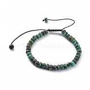 Braided Bead Bracelets, with Natural African Turquoise(Jasper) Beads and Nylon Thread, 58~89mm(BJEW-JB04913-04)