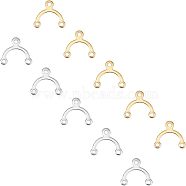 PVD Vacuum Plating 304 Stainless Steel Chandelier Components Links, Arch Shape, Golden & Stainless Steel Color, 8.5x9.5x0.5mm, Hole: 1mm, 2 Colors, 30pcs/color, 60pcs/box(STAS-UN0010-45B)