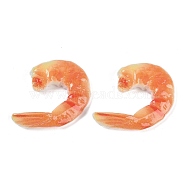 Resin Cabochons, Imitation Food, Shrimp, Dark Orange, 49x40.5x11mm(RESI-Q014-03A)