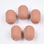 Acrylic Beads, Rubberized Style, Oval, Coral, 18x13.5x13mm, Hole: 2.5mm(X-OACR-S030-09E)