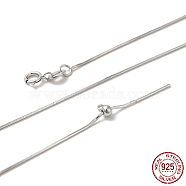 Rhodium Plated 925 Sterling Silver Chain Necklaces, with Slider Stopper Beads and Spring Ring Clasps, with 925 Stamp, Platinum, 18 inch(45cm), Hole: 2mm, Pin: 0.8mm(STER-F039-15P)