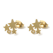 Ion Plating(IP) 304 Stainless Steel Stud Earring Findings, Star, Golden, 9.5x9.5mm, Hole: 1.2mm, Pin: 0.7x11mm(STAS-I206-69G)