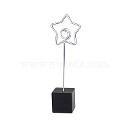 Metal Spiral Memo Clips, with Resin Base, Message Note Photo Stand Holder, for Table Decoration, Star, Black, 117mm(MOST-PW0001-144D)