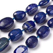 Natural Lapis Lazuli Beads Strands, Tumbled Stone, Graduated Beads Strands, Tumbled Stone, Nuggets, 13~34x9.5~21.5x8~20mm, Hole: 1.5mm, about 18pcs/strand, 15.75 inch(40cm)(G-I194-27)