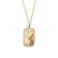 Brass Micro Pave Cubic Zirconia Rectangle with Constellation Pendant Necklaces, with Enamel, Cable Chain Necklace for Women, Virgo, 15-3/4 inch(40cm)(PW-WG95654-09)