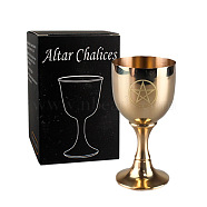 Tarot Theme Brass Cups, Wicca Rite Goblet Display Decoration, for Home Decoration, Star, 40x78mm(PW-WG83096-02)