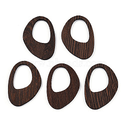 Natural Wenge Wood Pendants, Undyed, Irregular Oval Charms, Coconut Brown, 50x35x3.5mm, Hole: 20x22.5mm(WOOD-T023-55B-01)