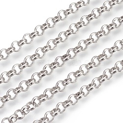 304 Stainless Steel Rolo Chains, Belcher Chain, Unwelded, Stainless Steel Color, 5mm(CHS-L017-18F)